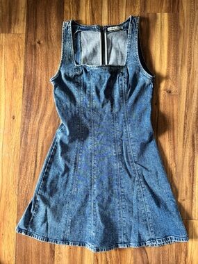 Abercrombie & Fitch Blue Denim Fit-and-Flare Dress